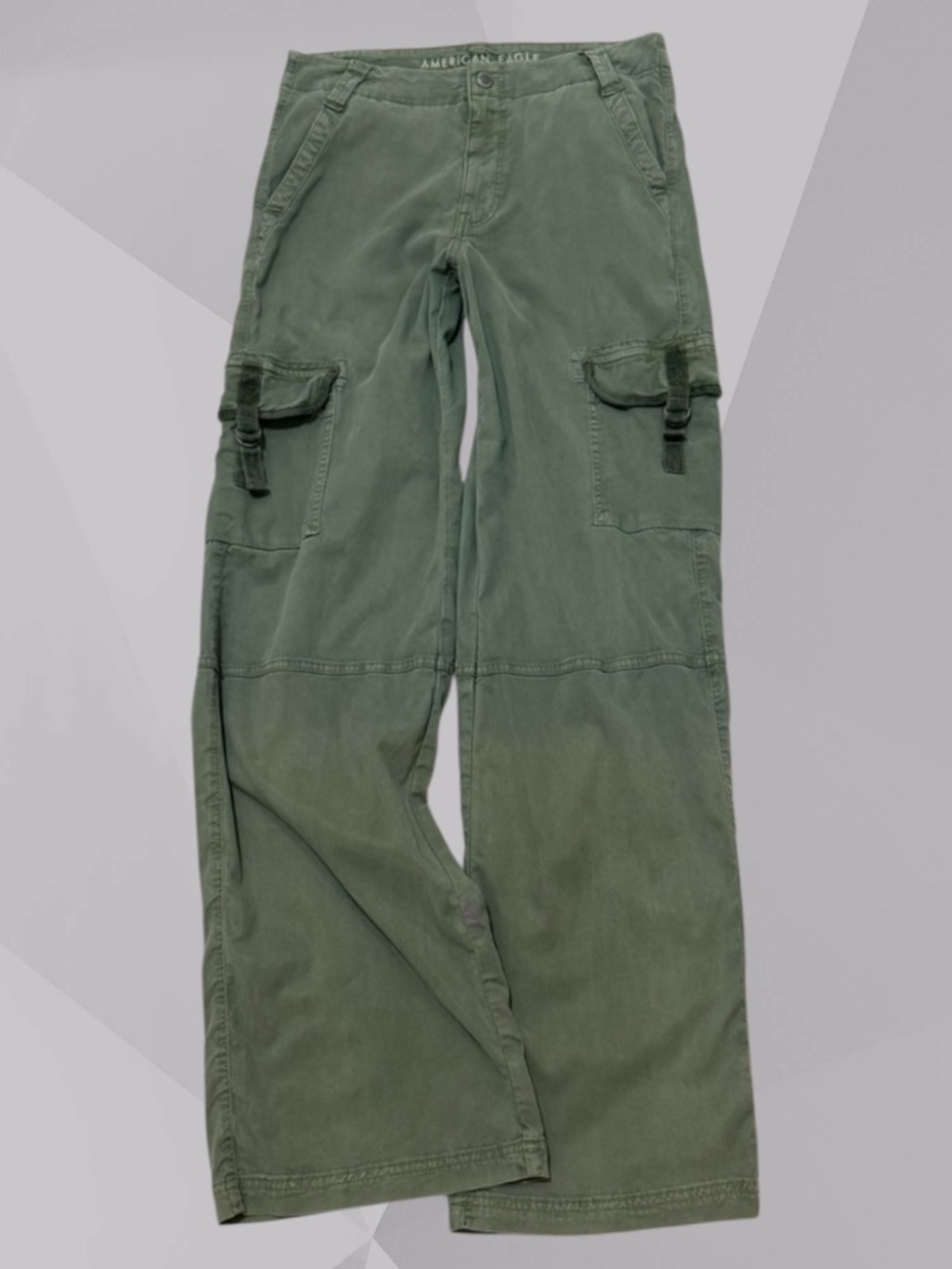 AMERICAN EAGLE Dreamy Drape OD Green 2L Super High Rise Baggy Wide Leg Pants EUC